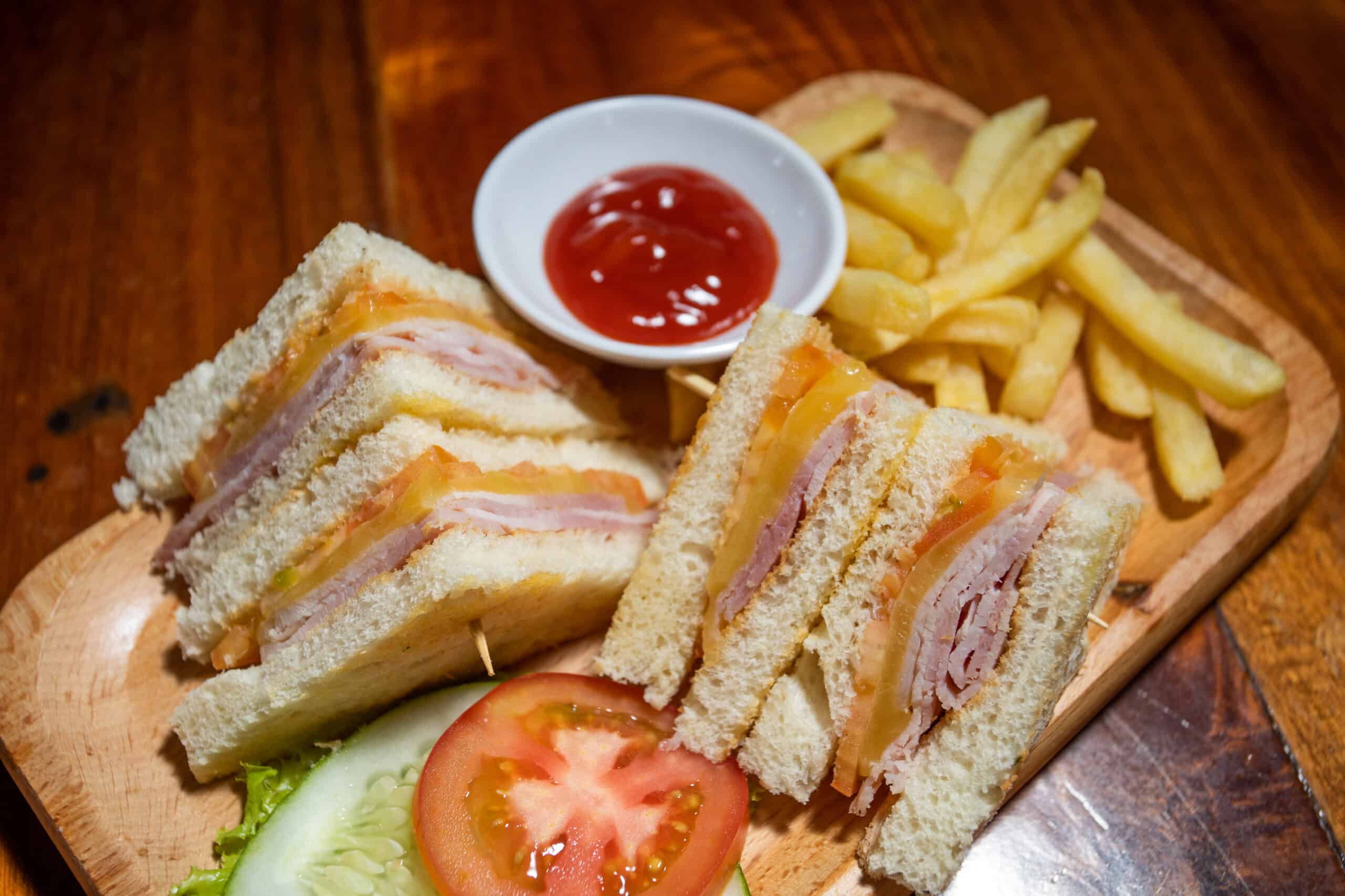 ham and cheese toastie with lettuce and tomato at the Rabbit hole Irish Sports Bar