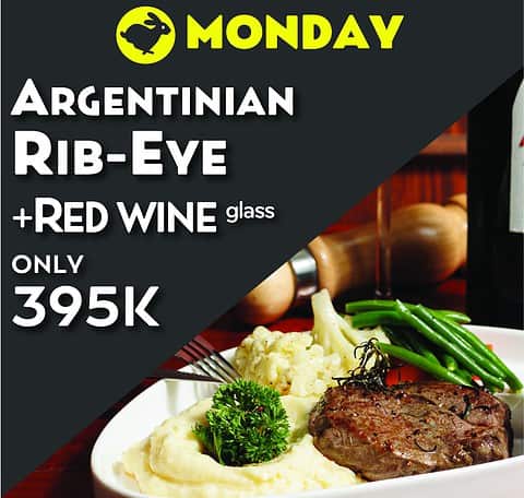 monday special meal offer argentinian ribeye steak night at the rabbit hole irish sports bar saigon