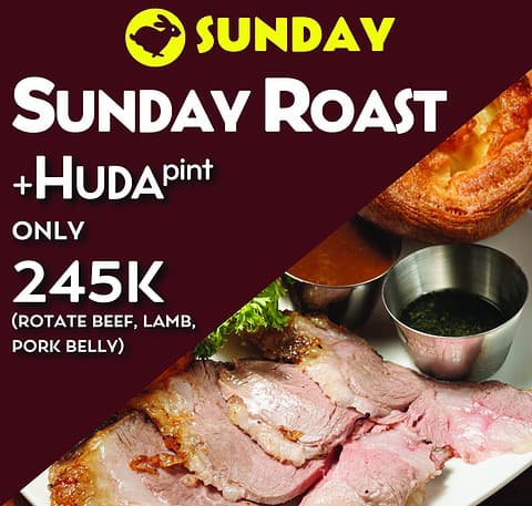 sunday special meal offer sunday roast at the rabbit hole irish sports bar saigon